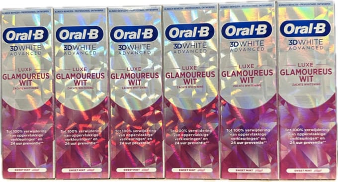 Oral-B Tandpasta 3DWhite Advanced Luxe Glamorous White - Voordeelverpakking 6 x 75 ml