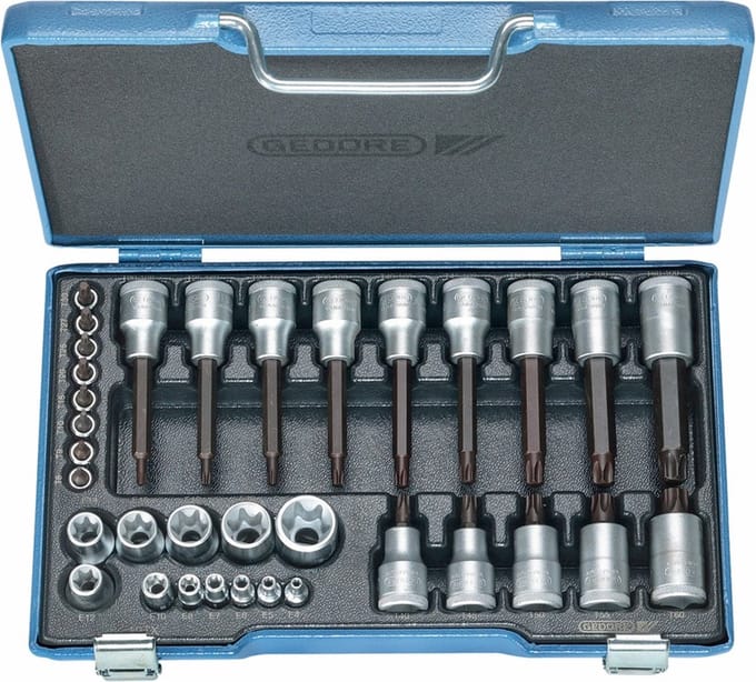 Gedore 19 TX 20 6129440 Dopsleutel-bitinzetset 1/4 (6.3 mm), 1/2 (12.5 mm) 34-delig