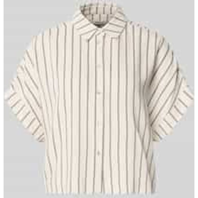 boxy fit linnen blouse met all-over motief model 'VIVA'