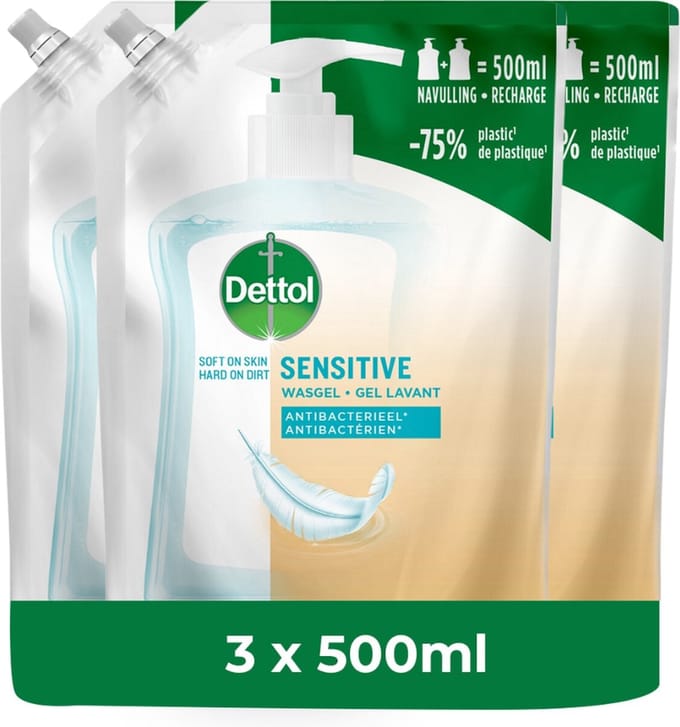 Dettol Refill Sensitive 500ML - 3 Stuks - Voordeelverpakking