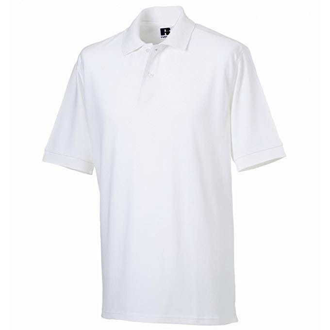 Russell Heren 100% Katoenen Korte Mouw Poloshirt (Wit)
