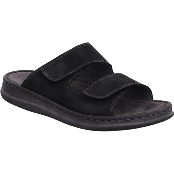 Rohde - Slipper Heren - Leder - Zwart - Klittenband - 6241 90 - Maat 47