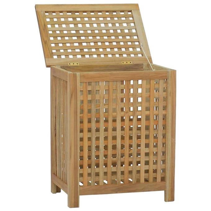 vidaXL - Wasmand - 50x35x60 - cm - massief - teakhout