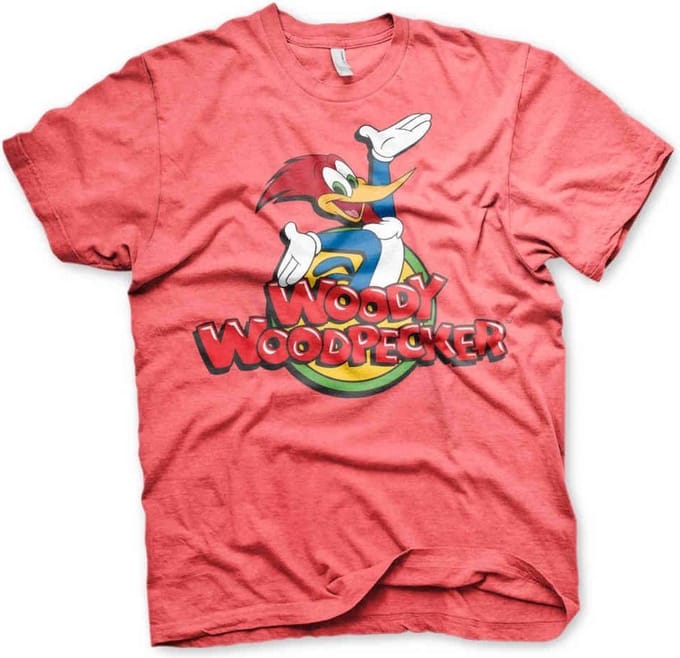 Woody Woodpecker Heren Tshirt -M- Classic Logo Rood