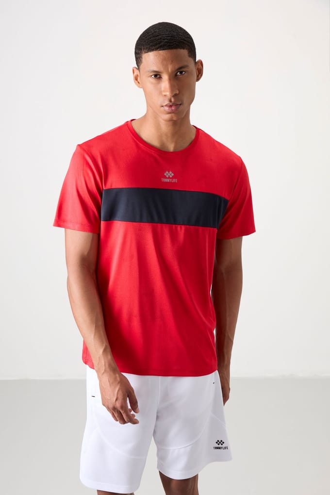 Heren Kleurblokken Crew Neck T-Shirt