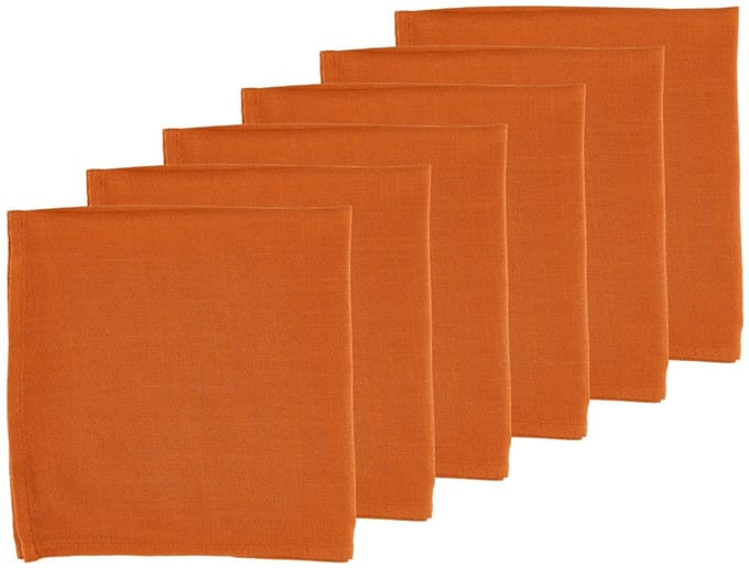 Servetten - 6 stuks - Oranje linnen en katoen