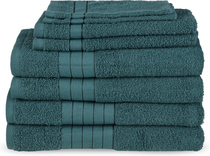 Good Morning uni handdoek effen kleur - Handdoekenset 8 - Donkergroen - Badstof