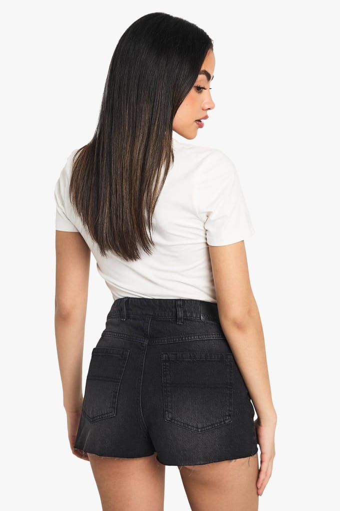 boohoo Dames Denim Mini Short | Washed Black | Maat: 34