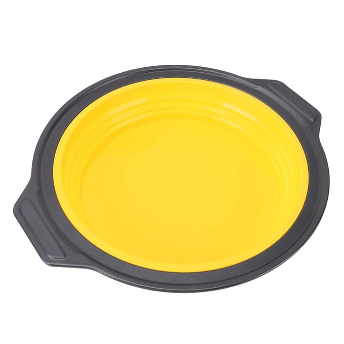 Moule à gâteau en silicone pliable à pression à démoulage rapide rond pour gâteau à étages, cheesecake Yellow