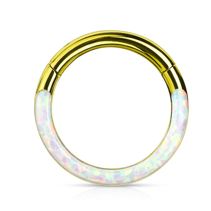 Piercing PVD high quality opal front 1.2x10 - goud - LMPiercings