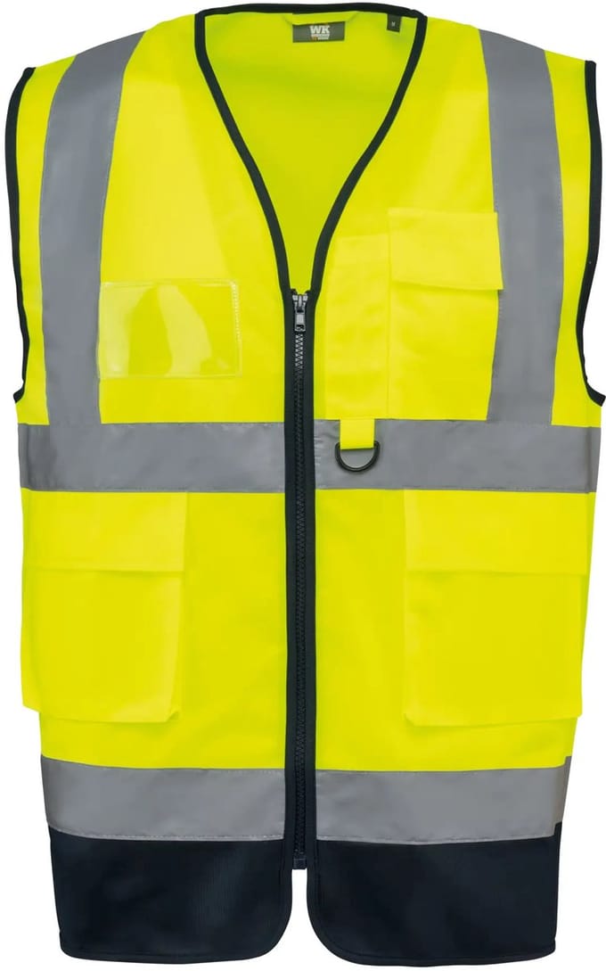 Recycled veiligheidshesje met zichtbare rits WK. Designed To Work