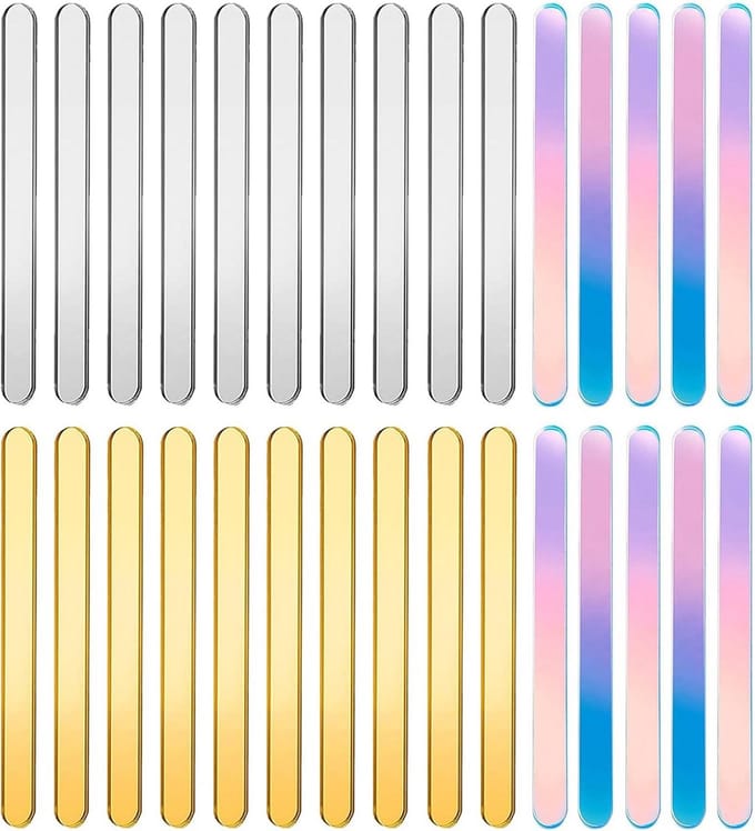 30x Herbruikbare Spiegel Acryl Stokjes voor Popsicles, Taarten en DIY Desserts
