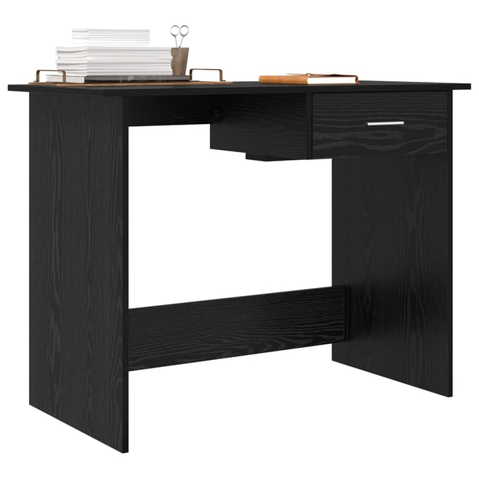 vidaXL - Bureau - Zwart - Eiken - 100 - x - 50 - x - 76 - cm - Bewerkt - hout