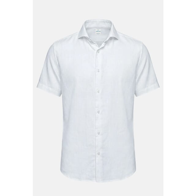 Vercate - Linnen Overhemd - Korte Mouwen - Slim Fit - Heren - Wit - Maat: 39/M