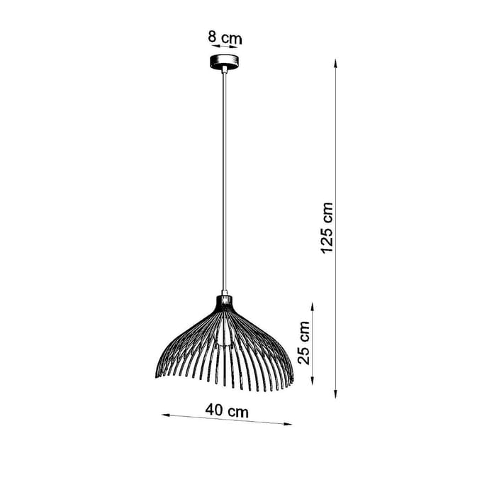 Hanglamp UMB met brede kegelvormige stalen kap - Sollux Lighting - IP20 - Zwart staal behuizing - 40 x 40 x 125 cm - 1 x E27 LED, exclusief lichtbron - Max. 15 W - Industriële hanglamp voor woonkamer, slaapkamer en keuken