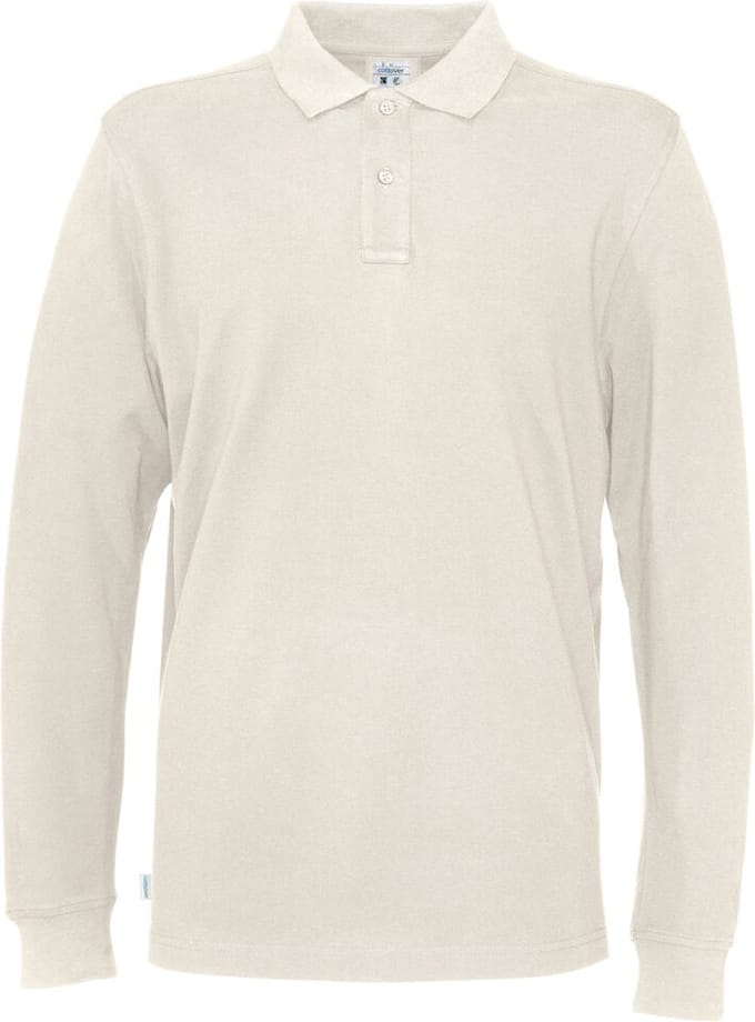 Cottover POLO PIQUE LONG SLEEVE MAN - GOTS GECERTIFICEERD 141018 - Ecru - S