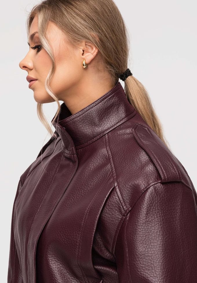 OMBRE Jas - Lange Mouw - Rits - Effen Bordeaux M/L