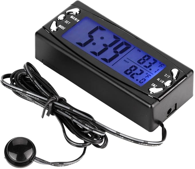 Dailygoods- Temperatuurmeter Digitale Auto - Binnen/Buiten Temperatuur - Klok met