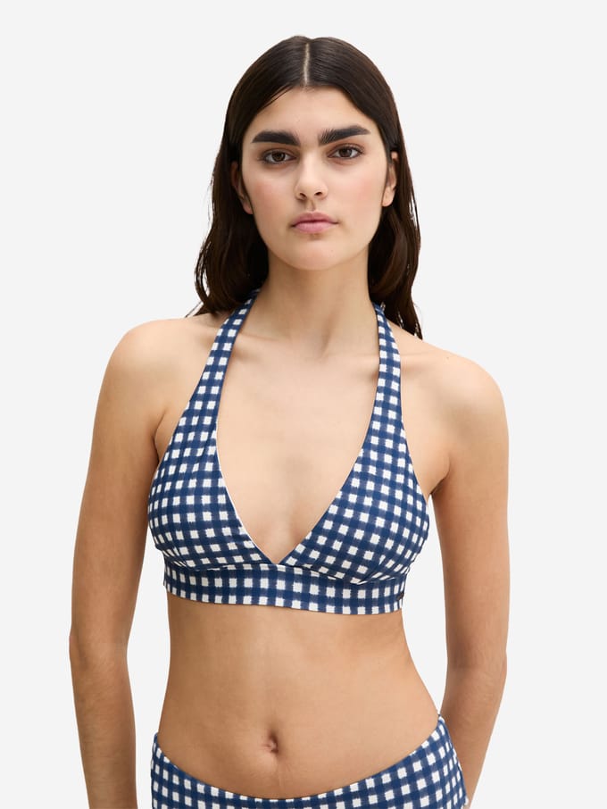 Bikinitop met halter model 'GINGHAM TRIANGLE TOP'