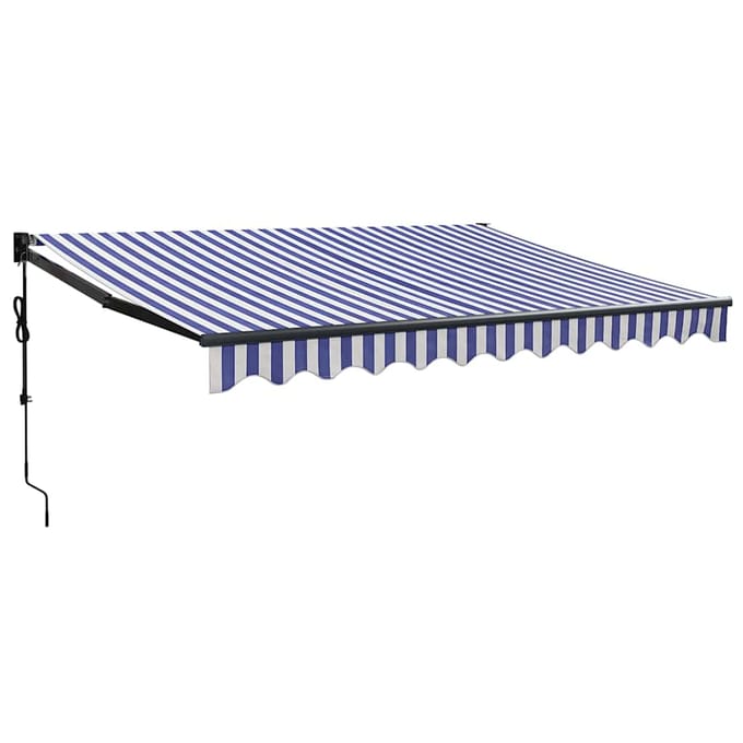 vidaXL - Uitschuifbare - luifel - Blauw - en - Wit - met - Antraciet - Frame