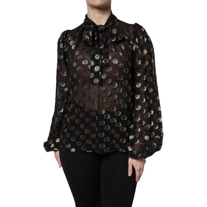 Zijde Blouse Met Gestippelde Motief