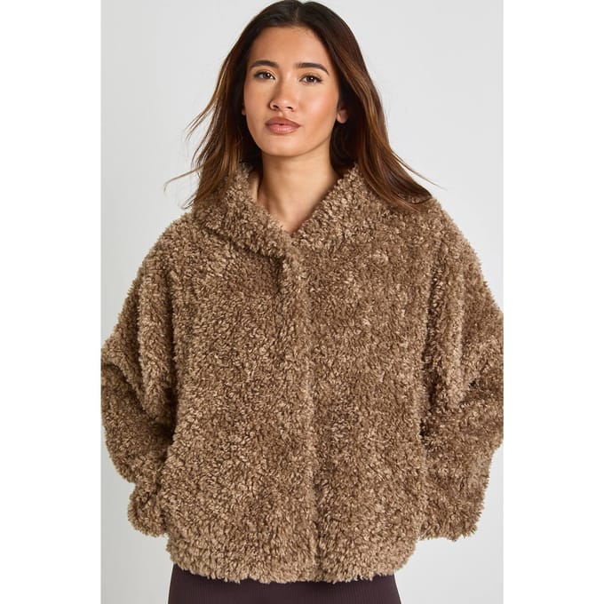 boohoo Dames Teddy Jas met Capuchon | Paddestoel | Maat: 42