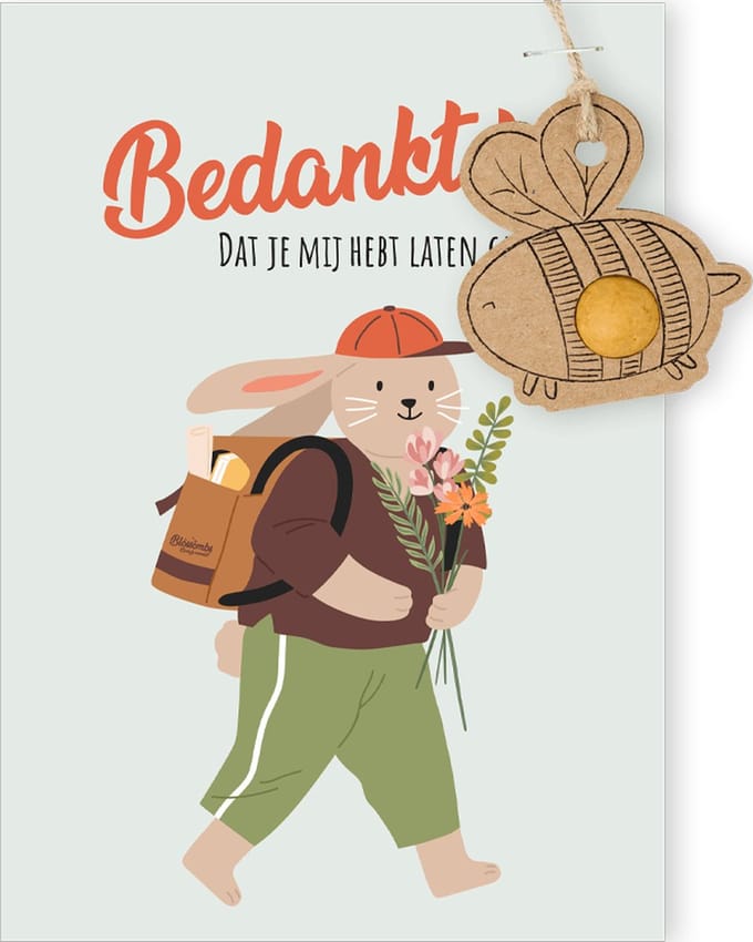 Blossombs Wenskaart met Zaadbom - Bedankt - Hanger met Bloembommetje
