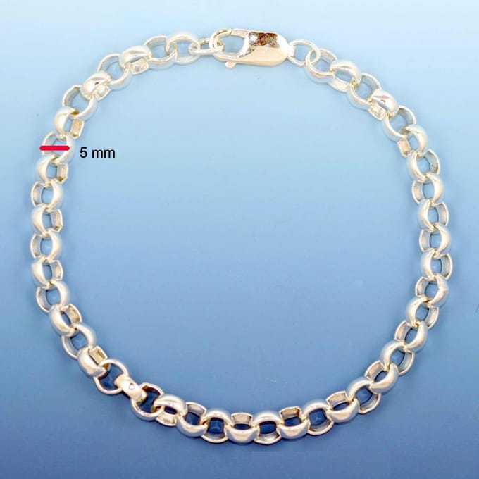 Jasseron armband van 5 mm breed, van echt zilver- 19 cm