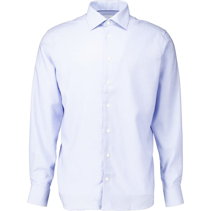 Eton Semi Solid Effect Dobby Shirt Lange Mouw Overhemden Lichtblauw 100013824