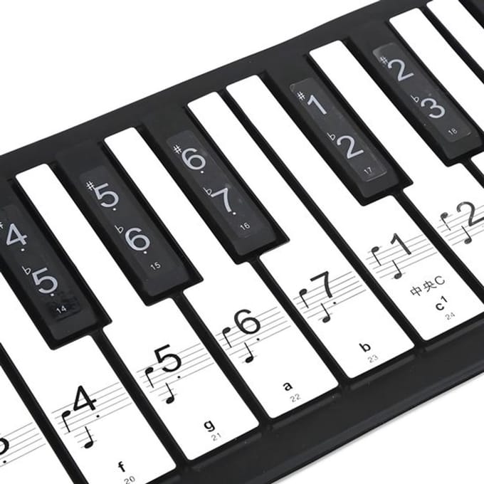 Allecto - Pianotoetsensticker - Verwijderbare Etiketten - Transparant