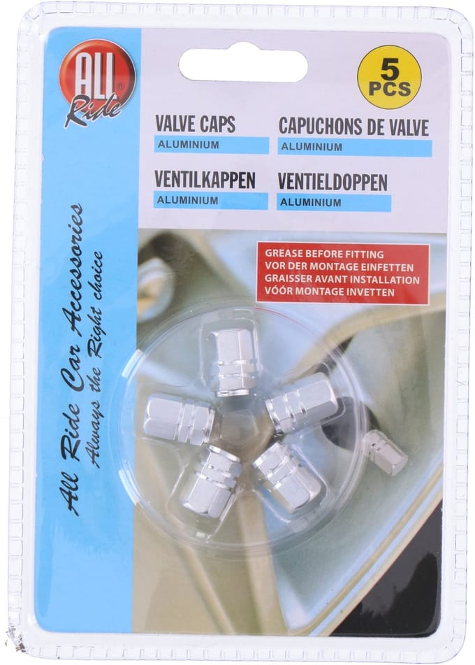 Valve caps 5pcs silver ALU