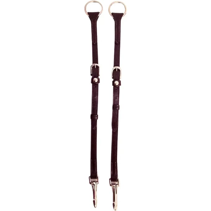 Lederen martingaalvork met stiksels Silver Crown