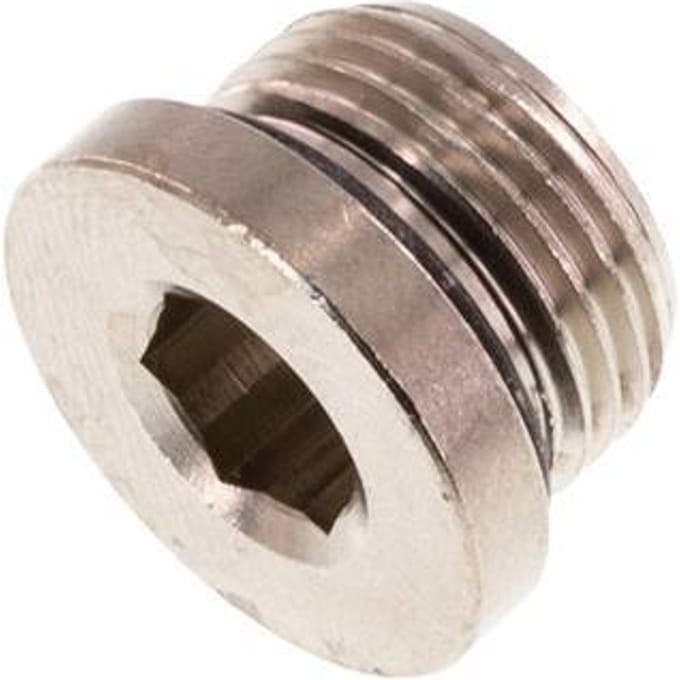 G 3/8'' Vernikkeld Messing Plug met binnenzeskant en NBR Afdichting 16 Bar [5 Stuks]