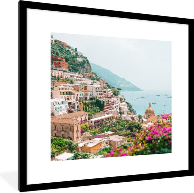 Fotolijst incl. Poster - Berg - Water - Stad - 40x40 cm - Posterlijst