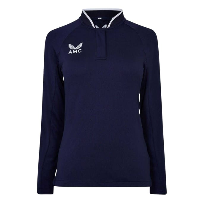 Castore Raglan-poloshirt met lange mouwen voor dames (Marine, Wit)