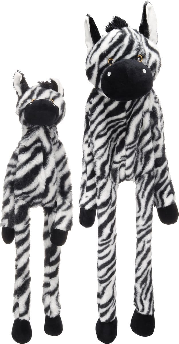 Hondenspeelgoed – Grote Zira Zebra Zwart/Wit L – met pieper – extra lang pluche speelgoed – 100cm