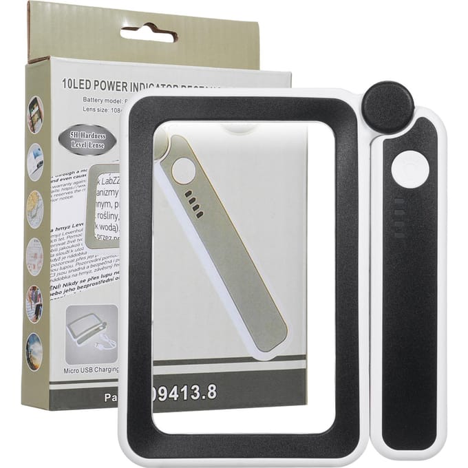 Handheld vergrootglas 4x vergrootglas voor het lezen van volledige boekpagina's, rechthoekig vergrootglas zwart witte kleur