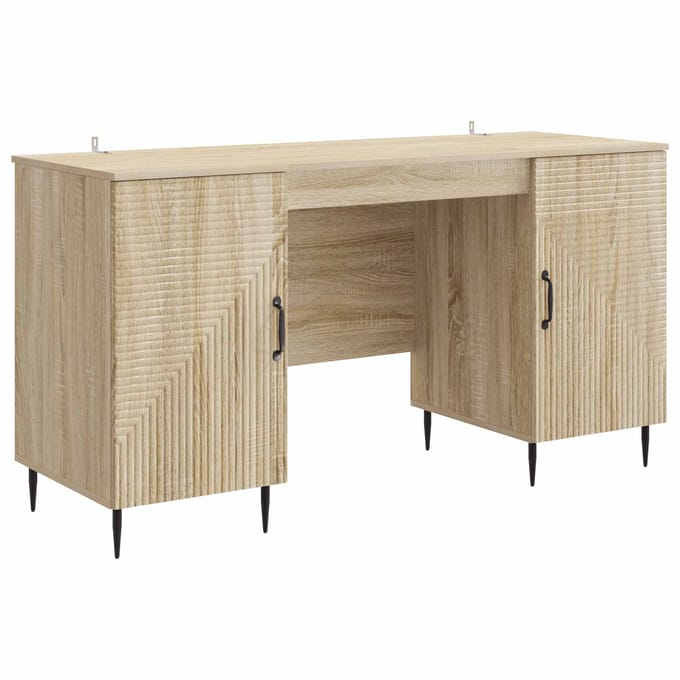 vidaXL - Bureau - Sonoma - Eiken - 142,5 - x - 50 - x - 75 - cm - Bewerkt - hout