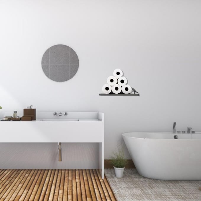 Zwevende Plank Toiletpapierhouder Moderne Wandmontage Organizer voor Rollen Tissues Valentijnsdag black