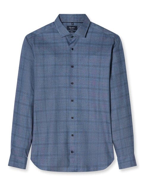 OLYMP Signature Casual Overhemd, Tailored Fit, Kent, Bleu