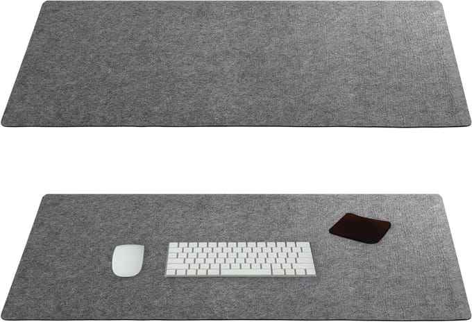 Grote Bureauonderlegger 90x40cm Vilt Grijs Antislip Muismat en Bureaubeschermer