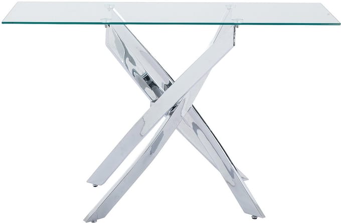 Vente-unique Consoletafel van gehard glas en chroomkleurig metaal - Transparant - COSIMA