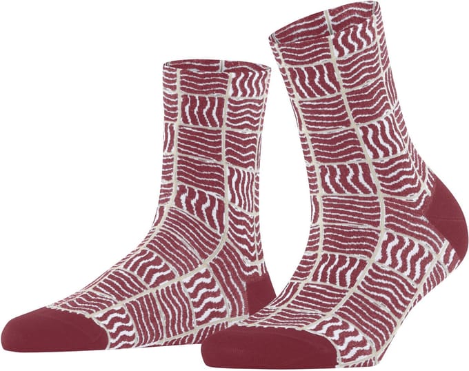 FALKE Coast Tile gedessineerd katoen Sokken dames rood - maat 35-38