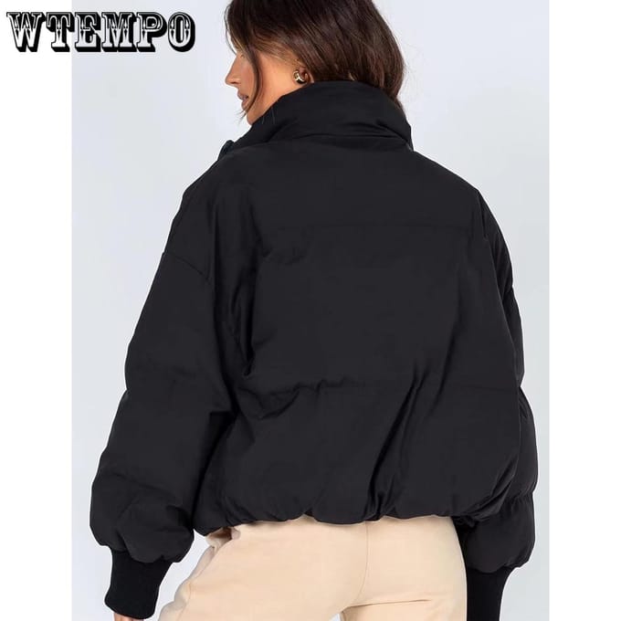 Dames Winter Korte Pufferjas Jas Korte Warme Gewatteerde Jas 2XL koffie