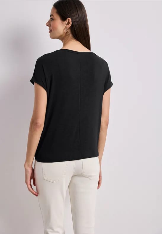 Shirt met korte mouwen en boothals