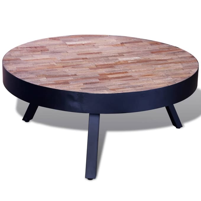 vidaXL - Salontafel - rond - gerecycled - teakhout