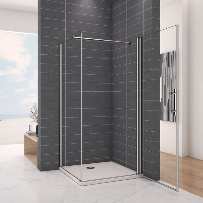 80x90x195cm Douchecabine draaideur met zijwand.