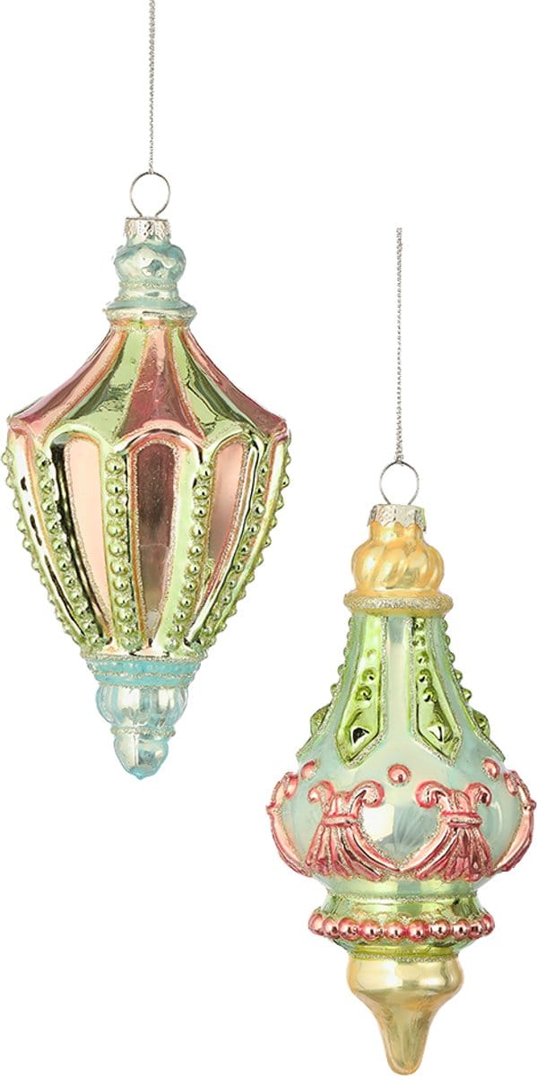 Viv! Christmas Kerstbal - Vintage Parisienne - set van 2 - glas - pastel - 16cm