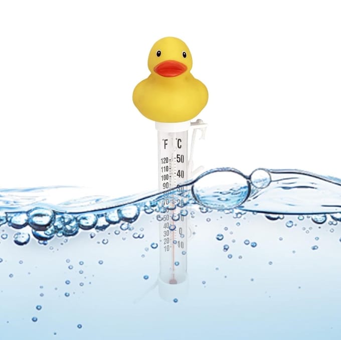 Zwembad Thermometer - Watermeter Drijvend - Water Temperatuur Meten - Schattig Eend Ontwerp - 22 cm - Geel