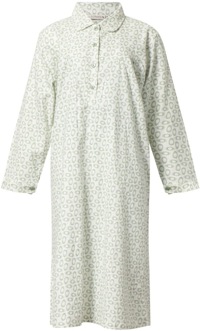 Cocodream - Flanellen dames nachthemd - Lange Mouw - Groen - Maat L